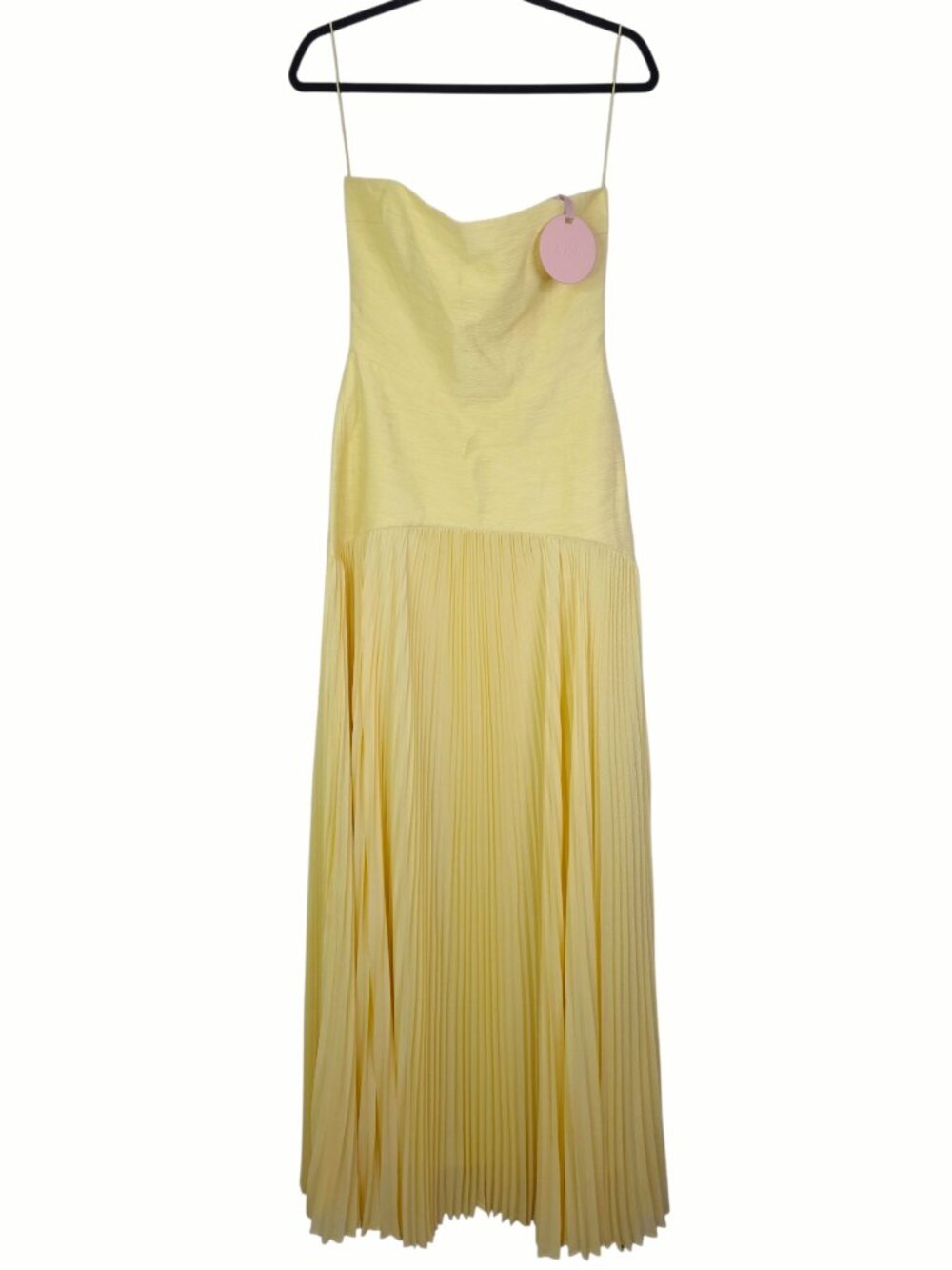 Alexis Sunniva Dress Yellow Pleated Strapless Plissé Maxi Gown NWT Size S - Picture 3 of 12
